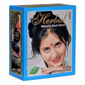 100% Натуральная Хна для волос Натуральный Черный "Naturally Black", 60 гр. Индия Herbul