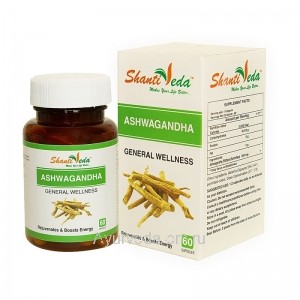 Природная Ашвагандха в капсулах (Vitalizer & Anti Stress Capsules Ashwagandha) 60капсул Shanti Veda